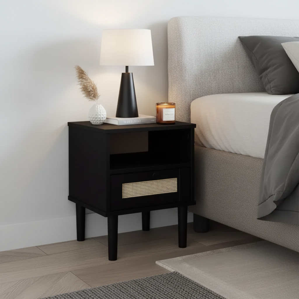Table de chevet imitation osier