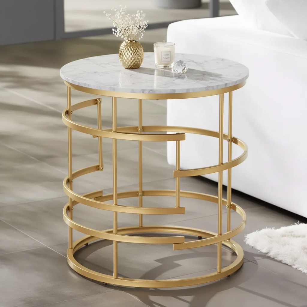 Table basse ronde géométrique en métal moderne