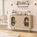 CuisinSmart Sideboard Buffet Cabinet with 2 Fluted Glass Doors&3 Drawers Farmhouse Accent Coffee Bar with Adjustable Shelves for Kitchen Living Room