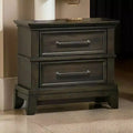Royal Hampton 26 Inch Nightstand 2 Drawers Pewter Handles Crown Mold Wood Gray