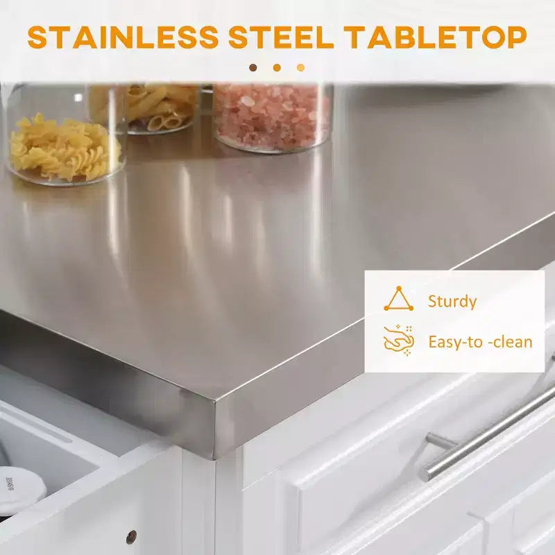 Desserte de cuisine roulante en acier inoxydable et bois