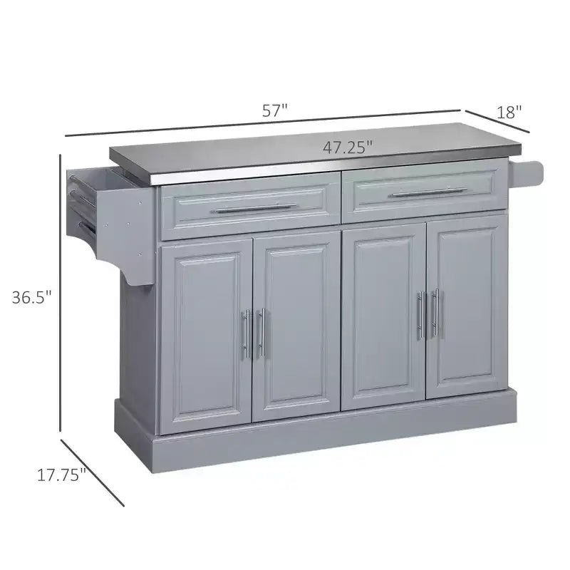 Desserte de cuisine roulante en acier inoxydable et bois