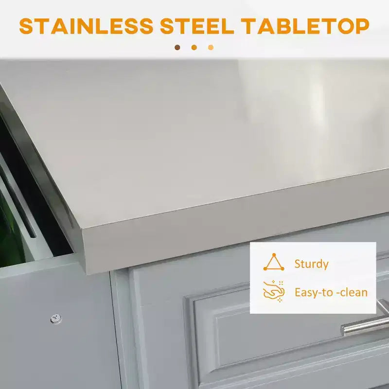 Desserte de cuisine roulante en acier inoxydable et bois