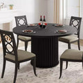 47 Round Dining Table for 4-6 People Dining Room Table with Sturdy Waveform Metal Pedestal Base Industrial Kitchen Table for Dining Room Kitchen