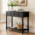 35.4 Traditional Console Table with Drawers and Shelf Vintage Pine Entryway Table Compact Sofa Table for Living Room or Hallway-Panipeachy