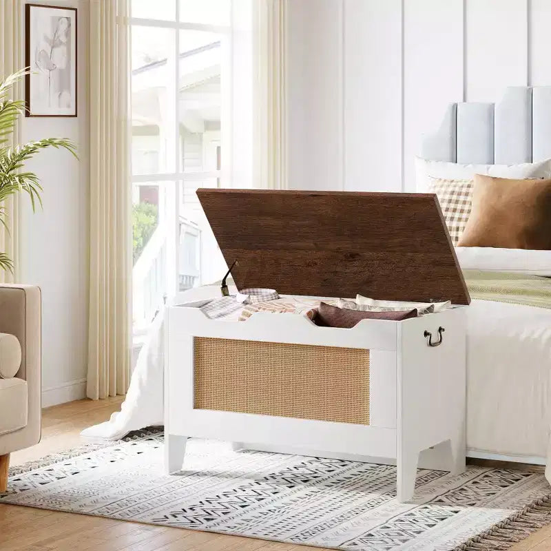 Banc de rangement en rotin