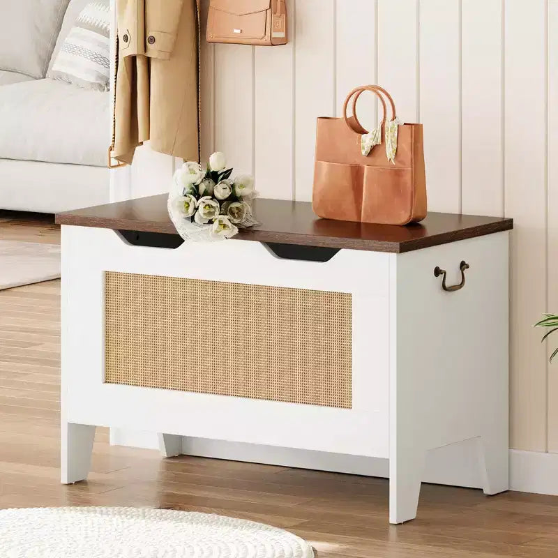 Banc de rangement en rotin