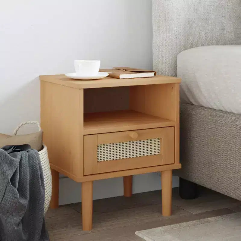 Table de chevet imitation osier