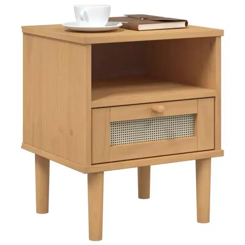 Table de chevet imitation osier