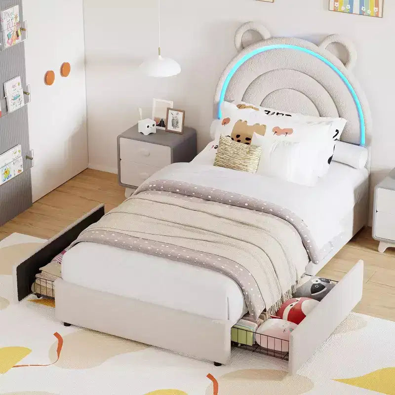 Cadre de lit double rembourré pour enfants