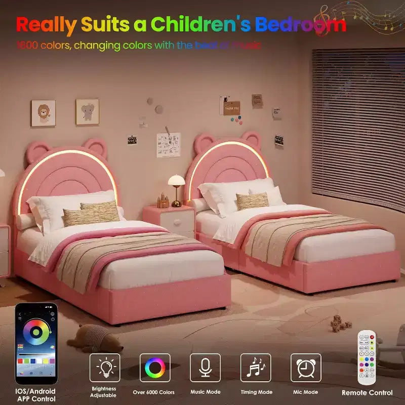 Cadre de lit double rembourré pour enfants