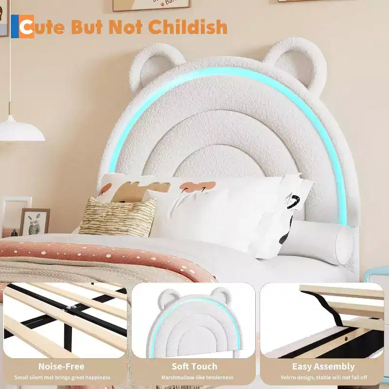 Cadre de lit double rembourré pour enfants