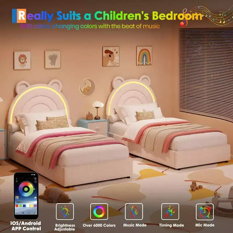 Cadre de lit double rembourré pour enfants