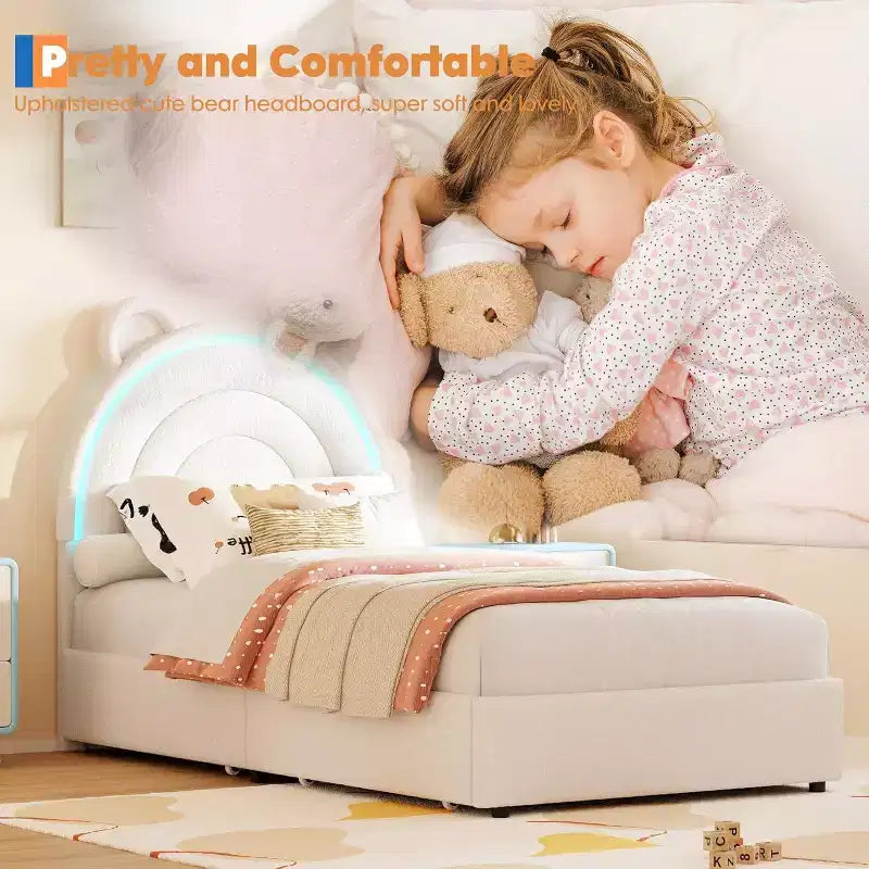 Cadre de lit double rembourré pour enfants