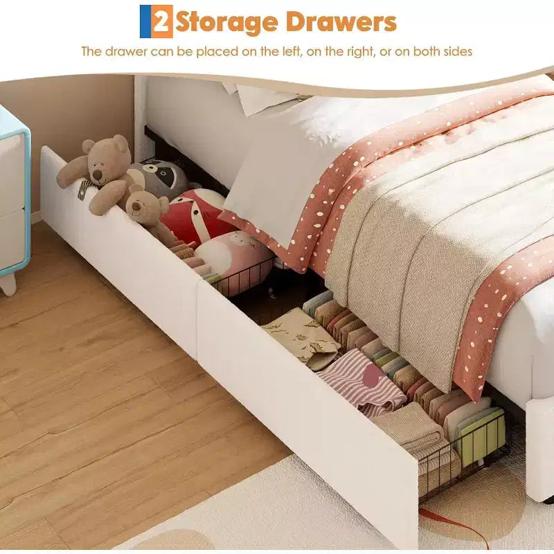 Cadre de lit double rembourré pour enfants