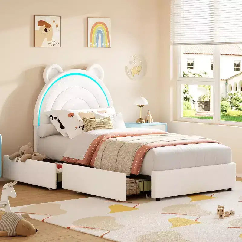 Cadre de lit double rembourré pour enfants