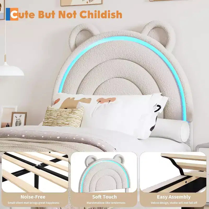 Cadre de lit double rembourré pour enfants
