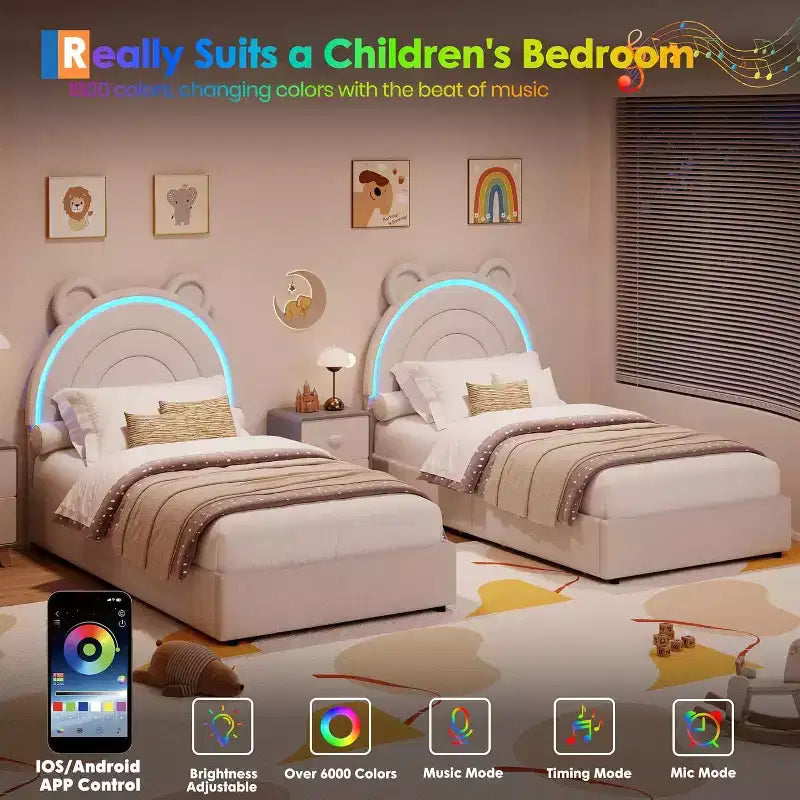 Cadre de lit double rembourré pour enfants
