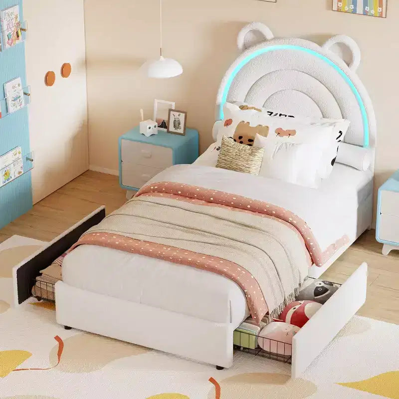 Cadre de lit double rembourré pour enfants