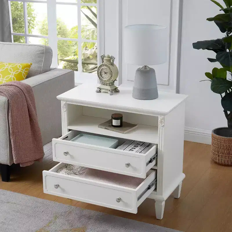 Table d'appoint rétro avec étagères ouvertes