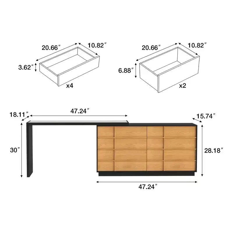 Bureau moderne extensible et rotatif