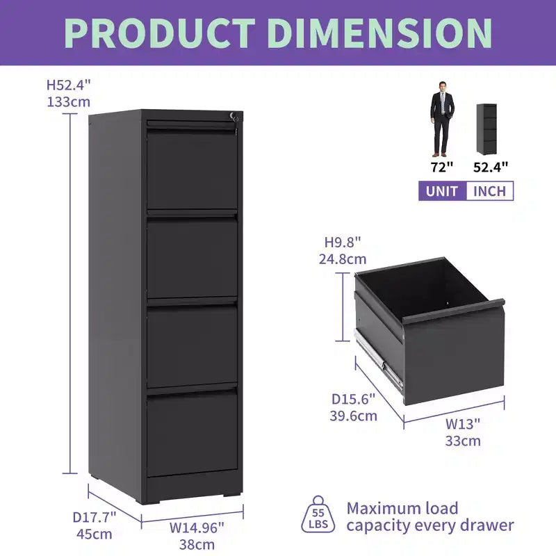 Armoire de classement verticale en métal noir