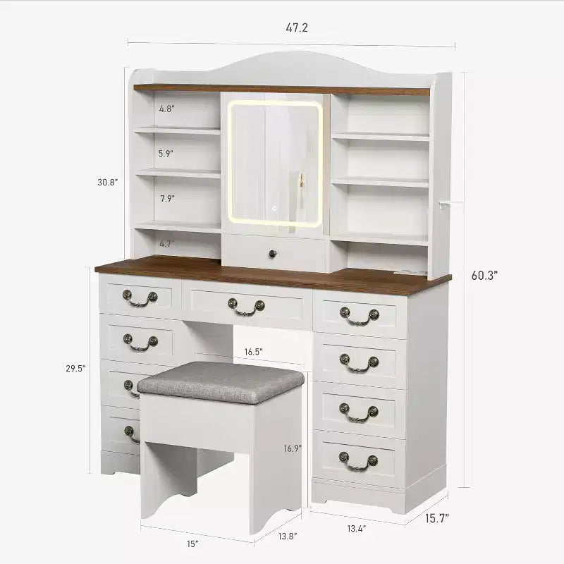 Coiffeuse avec tiroir et miroir