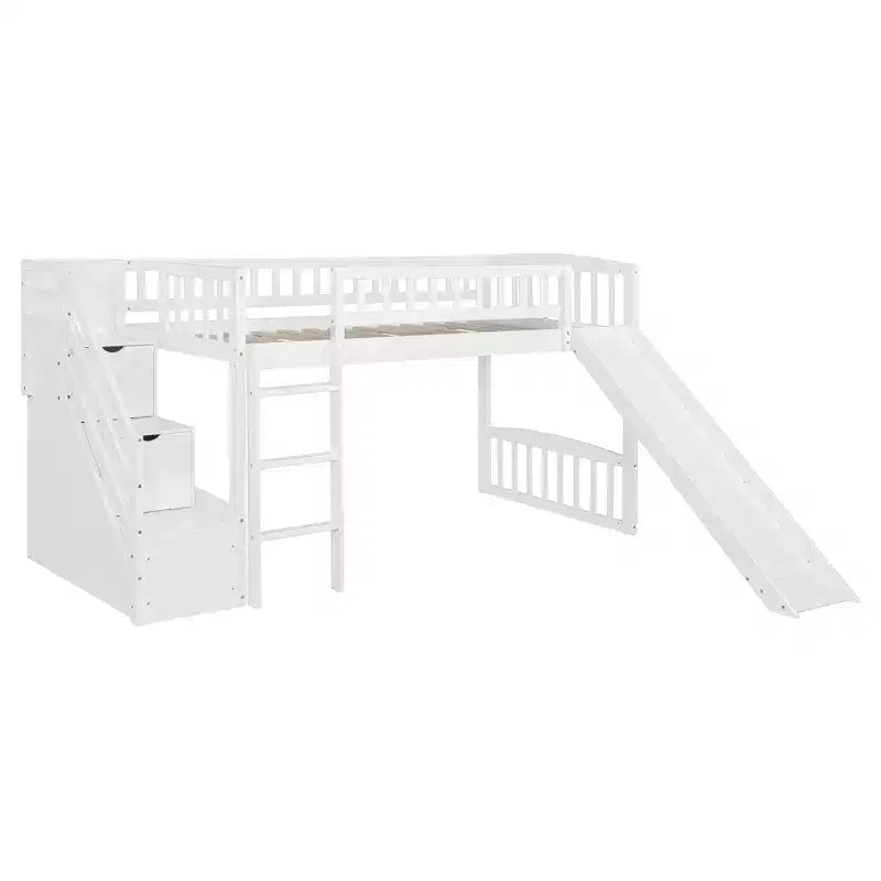 Lit mezzanine simple avec barrières coulissantes