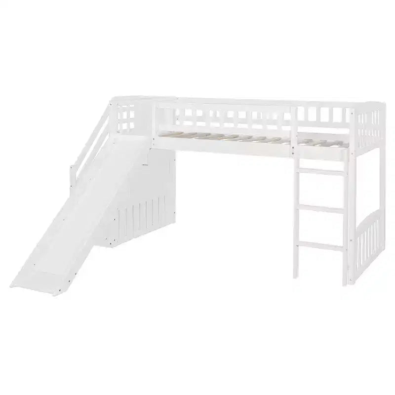 Lit mezzanine simple avec barrières coulissantes