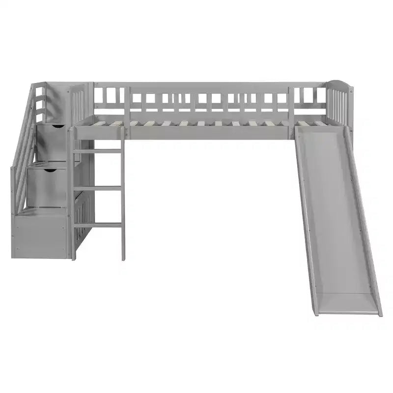 Lit mezzanine simple avec barrières coulissantes