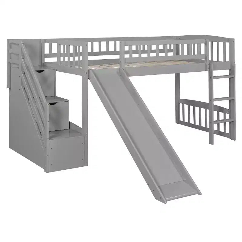 Lit mezzanine simple avec barrières coulissantes