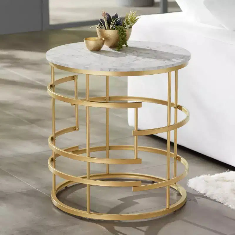 Table basse ronde géométrique en métal moderne